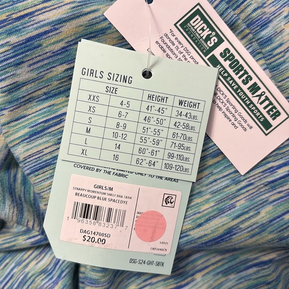 *DSG Girls’ Strappy Momentum Shelf Bra Tank Top Size Medium New With Tags - Picture 6 of 7